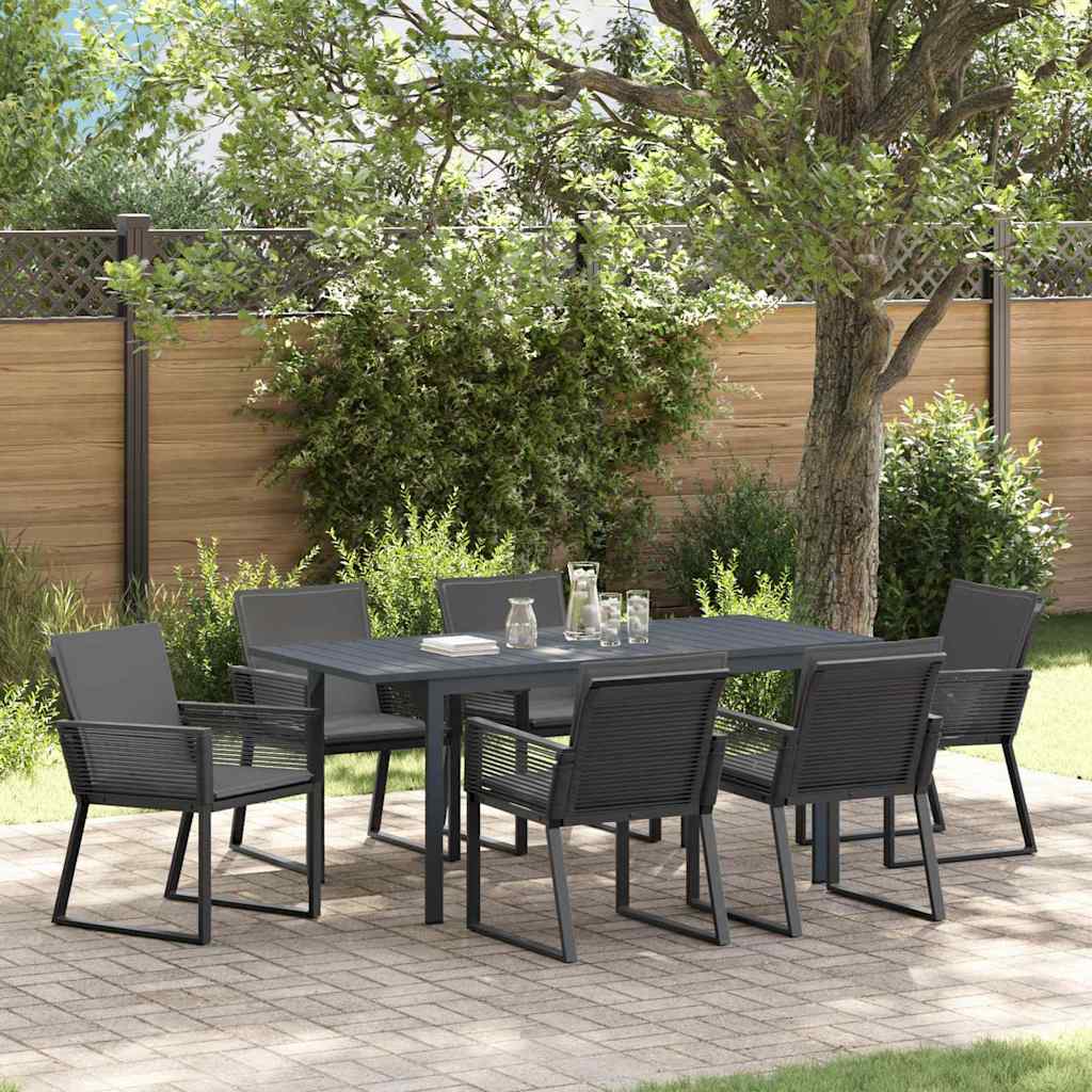 vidaXL Conjunto de Comedor de Jardín 7 uds. Antracita ratán sintético