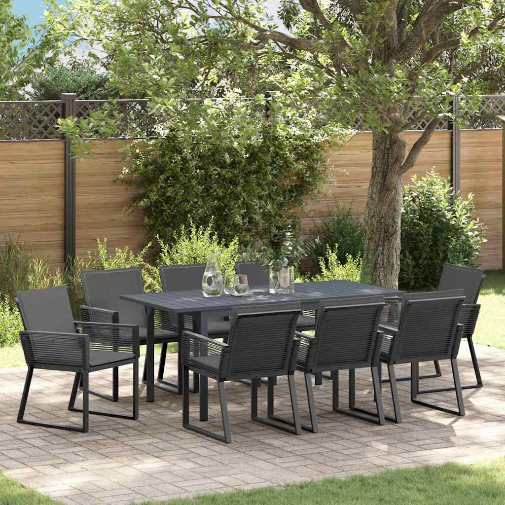 vidaXL Conjunto de Comedor de Jardín 9 uds. Antracita ratán sintético