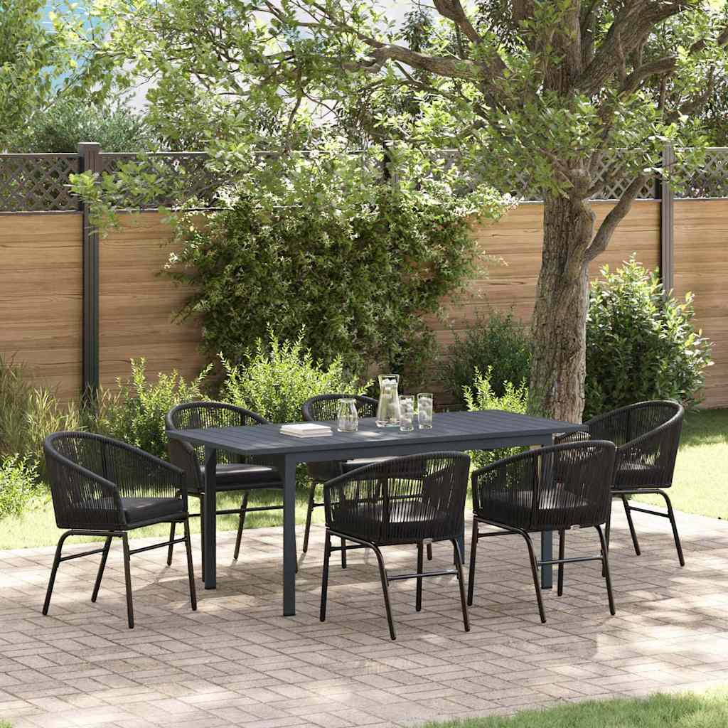 vidaXL Conjunto de Comedor de Jardín 7 uds. Negro ratán sintético