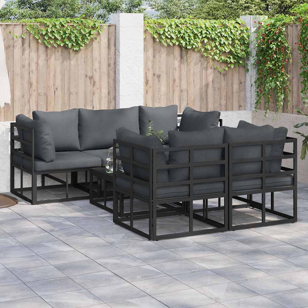 vidaXL Conjunto de sofás de jardín 6 uds. Negro Acero
