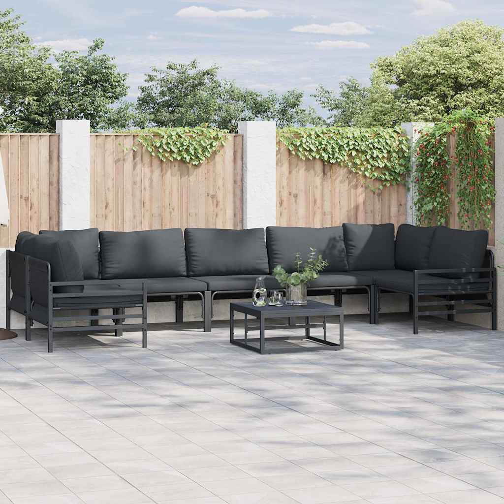 vidaXL Conjunto de sofás de jardín 8 uds. Negro Acero