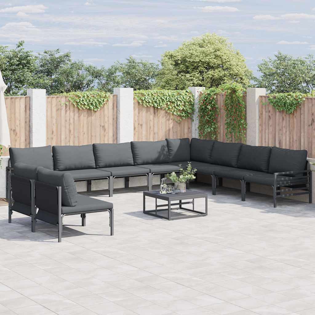 vidaXL Conjunto de sofás de jardín 10 uds. Negro Acero