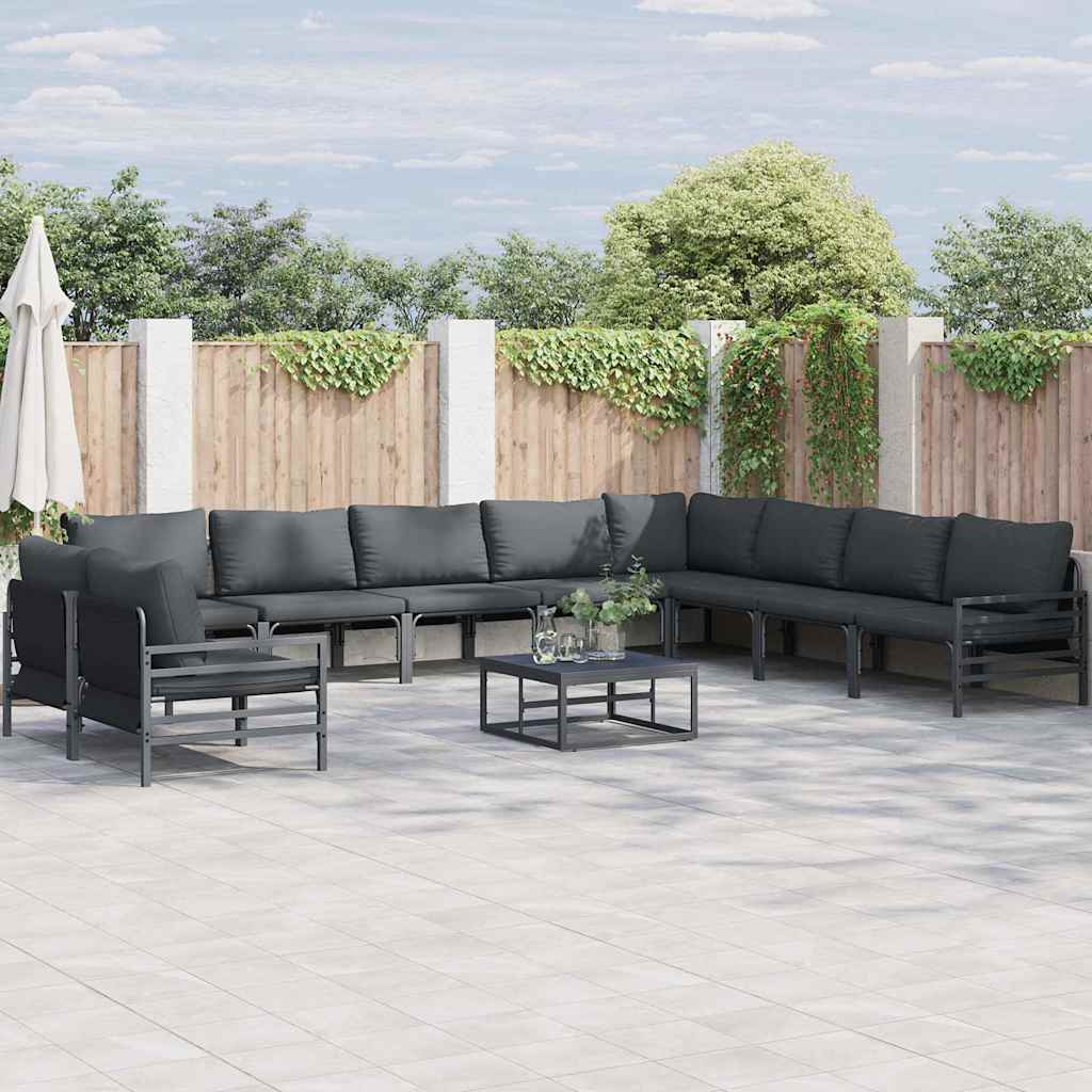 vidaXL Conjunto de sofás de jardín 10 uds. Negro Acero
