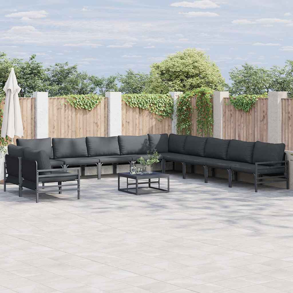 vidaXL Conjunto de sofás de jardín 11 uds. Negro Acero