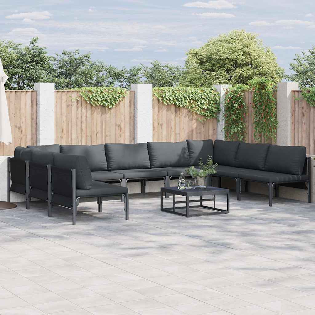 vidaXL Conjunto de sofás de jardín 10 uds. Negro Acero