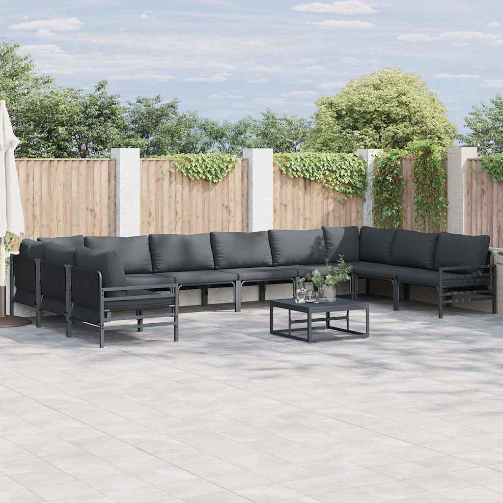 vidaXL Conjunto de sofás de jardín 11 uds. Negro Acero