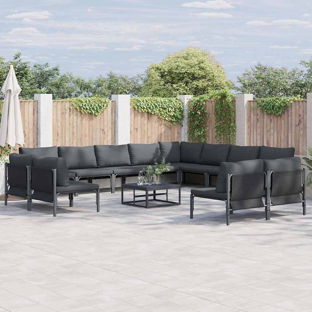 vidaXL Conjunto de sofás de jardín 13 uds. Negro Acero