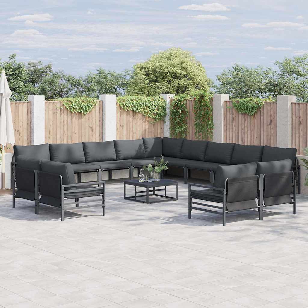 vidaXL Conjunto de sofás de jardín 13 uds. Negro Acero