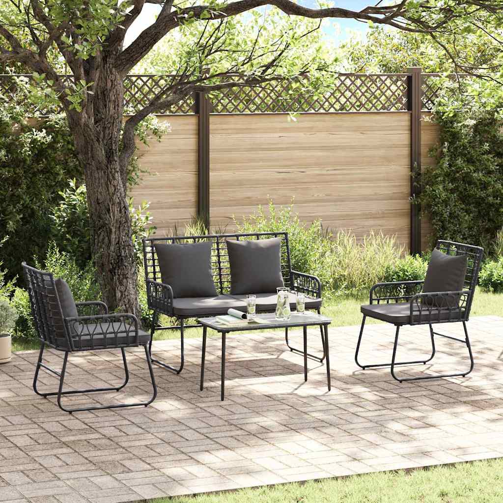 vidaXL Conjunto de Muebles de Jardín 4 uds. Negro y Antracita
