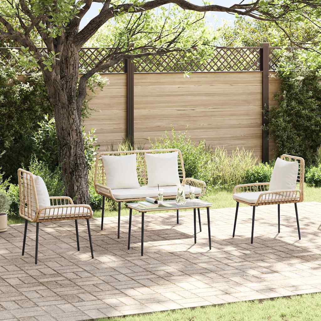 vidaXL Conjunto de Muebles de Jardín 4 uds. Negro y crema