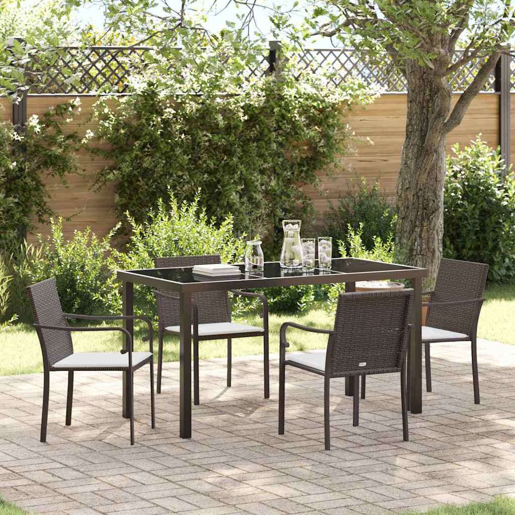 vidaXL Conjunto de Comedor de Jardín 5 uds. Marrón y Negro