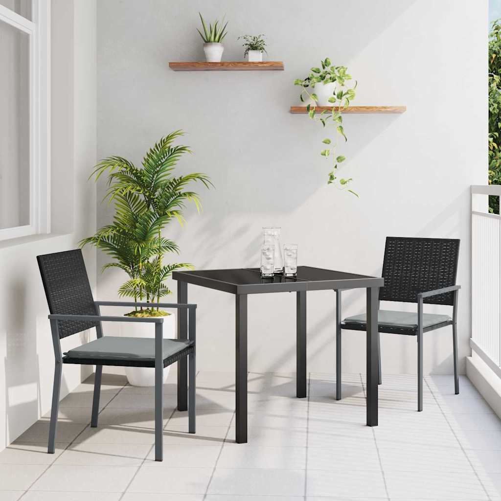 vidaXL Conjunto de Comedor de Jardín 3 uds. Negro y Gris Claro