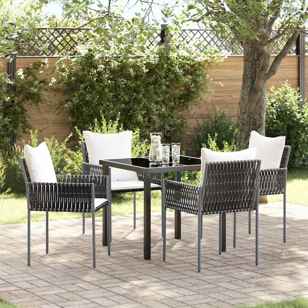 vidaXL Conjunto de Comedor de Jardín 5 uds. Marrón y Negro
