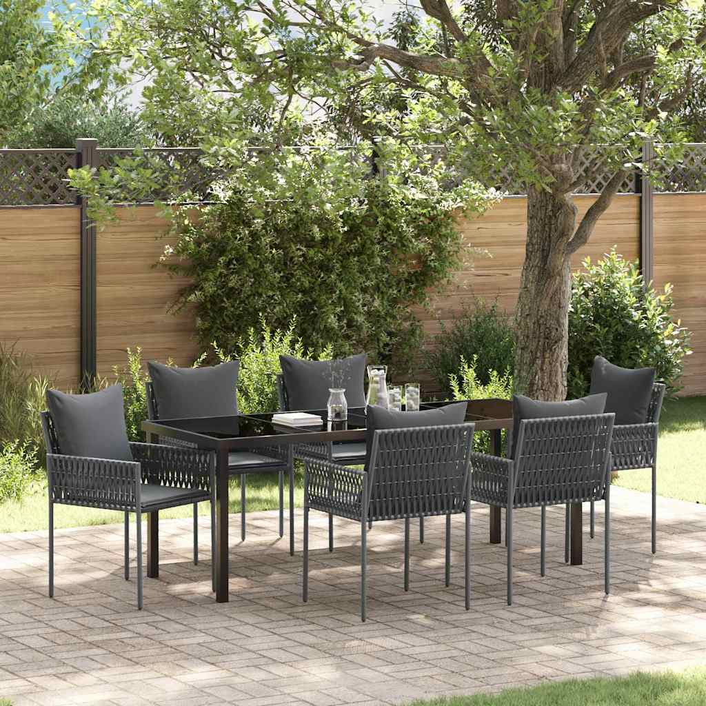 vidaXL Conjunto de Comedor de Jardín 7 uds. Negro y Gris