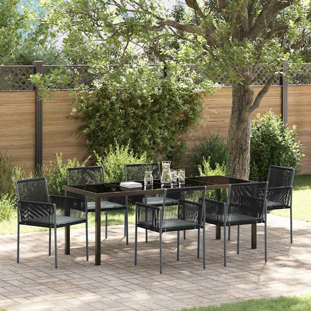 vidaXL Conjunto de Comedor de Jardín 7 uds. Negro Ratán sintético