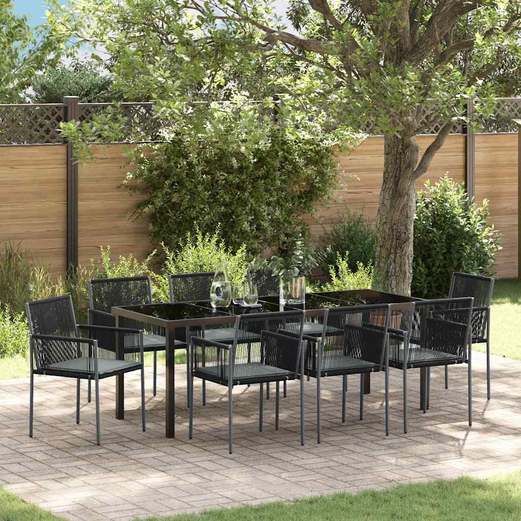 vidaXL Conjunto de Comedor de Jardín 9 uds. Negro Ratán sintético