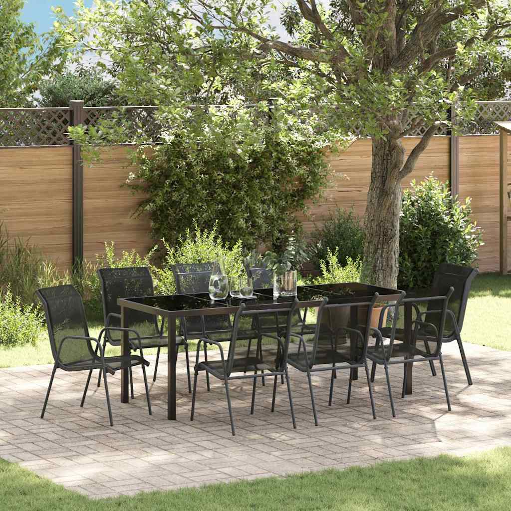 vidaXL Conjunto de Comedor de Jardín 9 uds. Negro