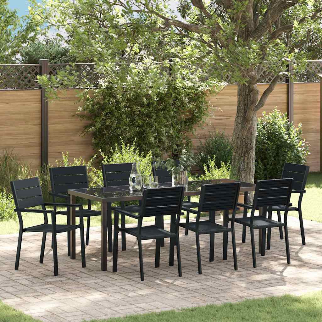 vidaXL Conjunto de Comedor de Jardín 9 uds. Negro