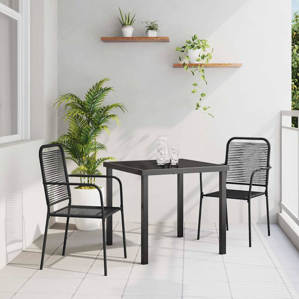 vidaXL Conjunto de Comedor de Jardín 3 uds. Negro