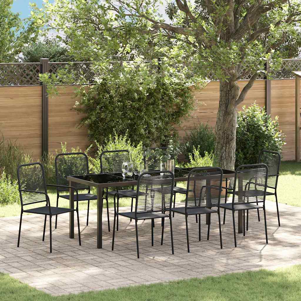 vidaXL Conjunto de Comedor de Jardín 9 uds. Negro