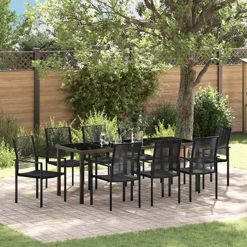 vidaXL Conjunto de Comedor de Jardín 9 uds. Negro