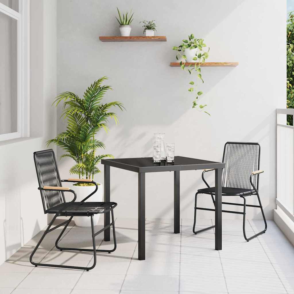 vidaXL Conjunto de Comedor de Jardín 3 uds. Negro