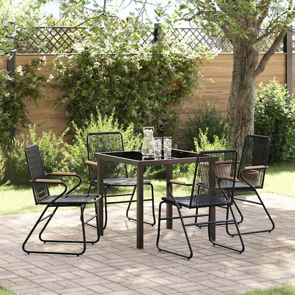 vidaXL Conjunto de Comedor de Jardín 5 uds. Negro