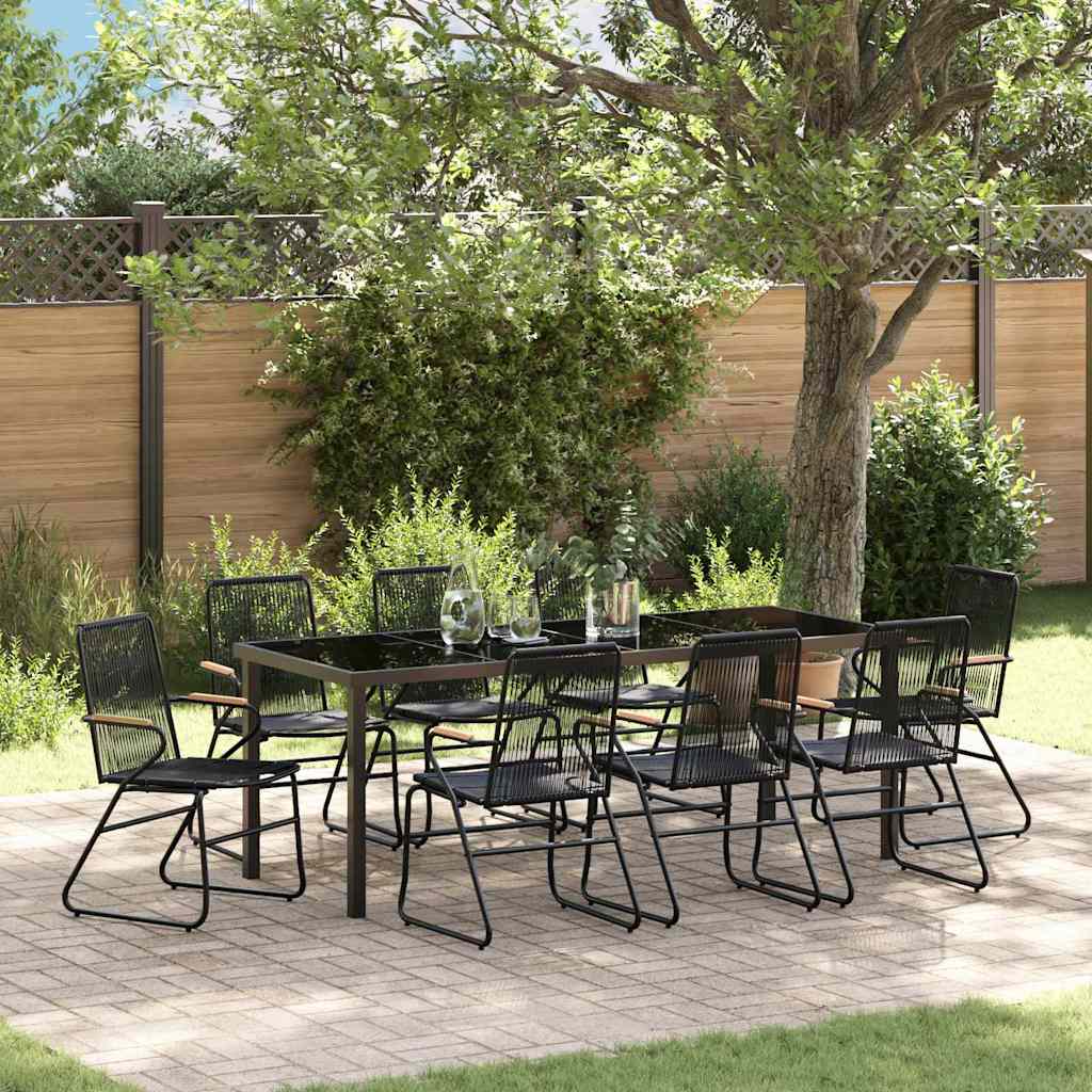 vidaXL Conjunto de Comedor de Jardín 9 uds. Negro