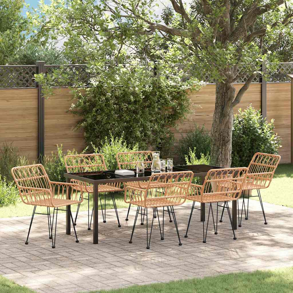 vidaXL Conjunto de Comedor de Jardín 7 uds. Marrón