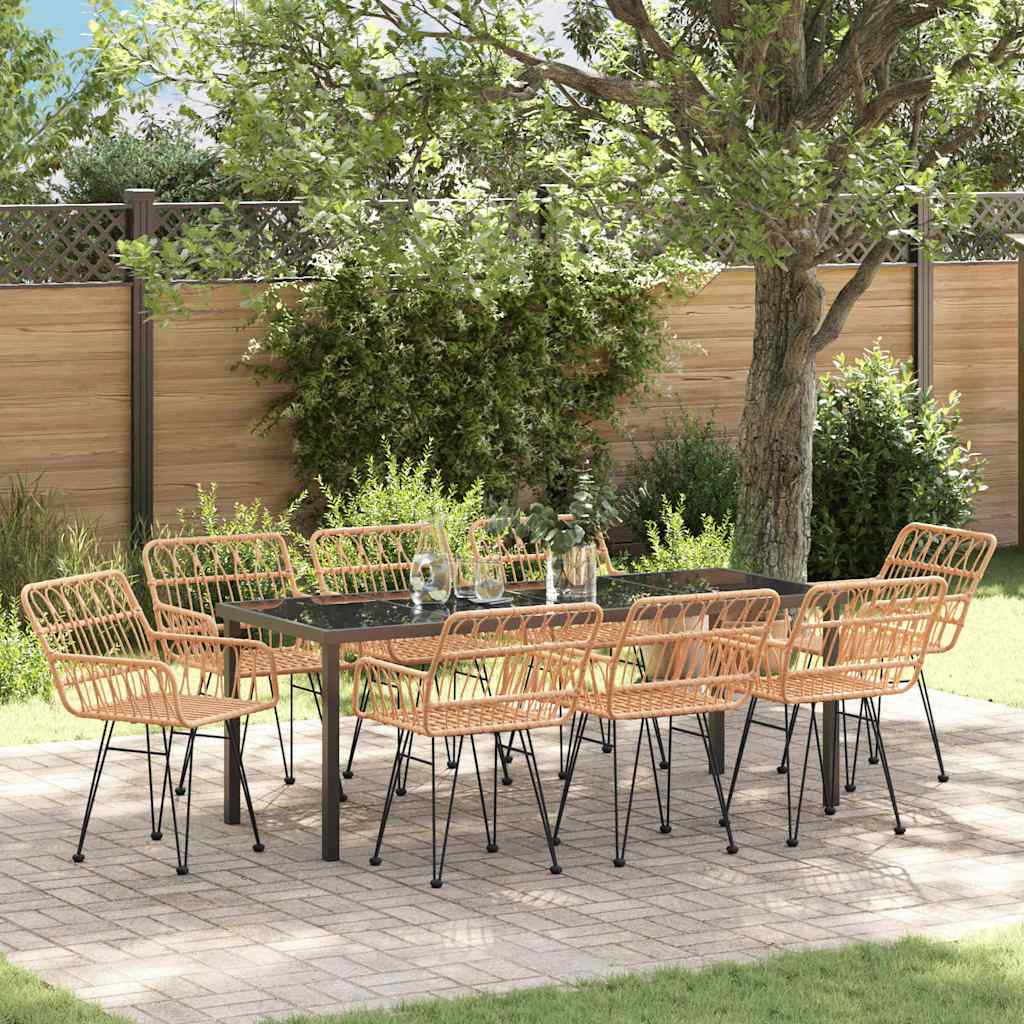 vidaXL Conjunto de Comedor de Jardín 9 uds. Marrón