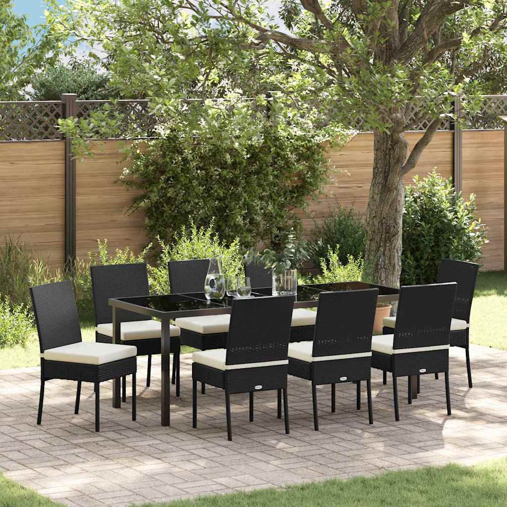 vidaXL Conjunto de Comedor de Jardín 9 uds. Negro