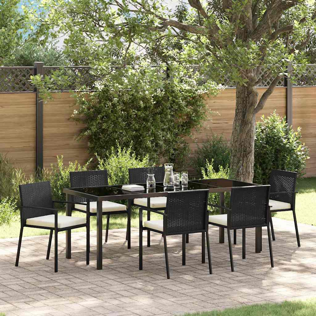 vidaXL Conjunto de Comedor de Jardín 7 uds. Negro