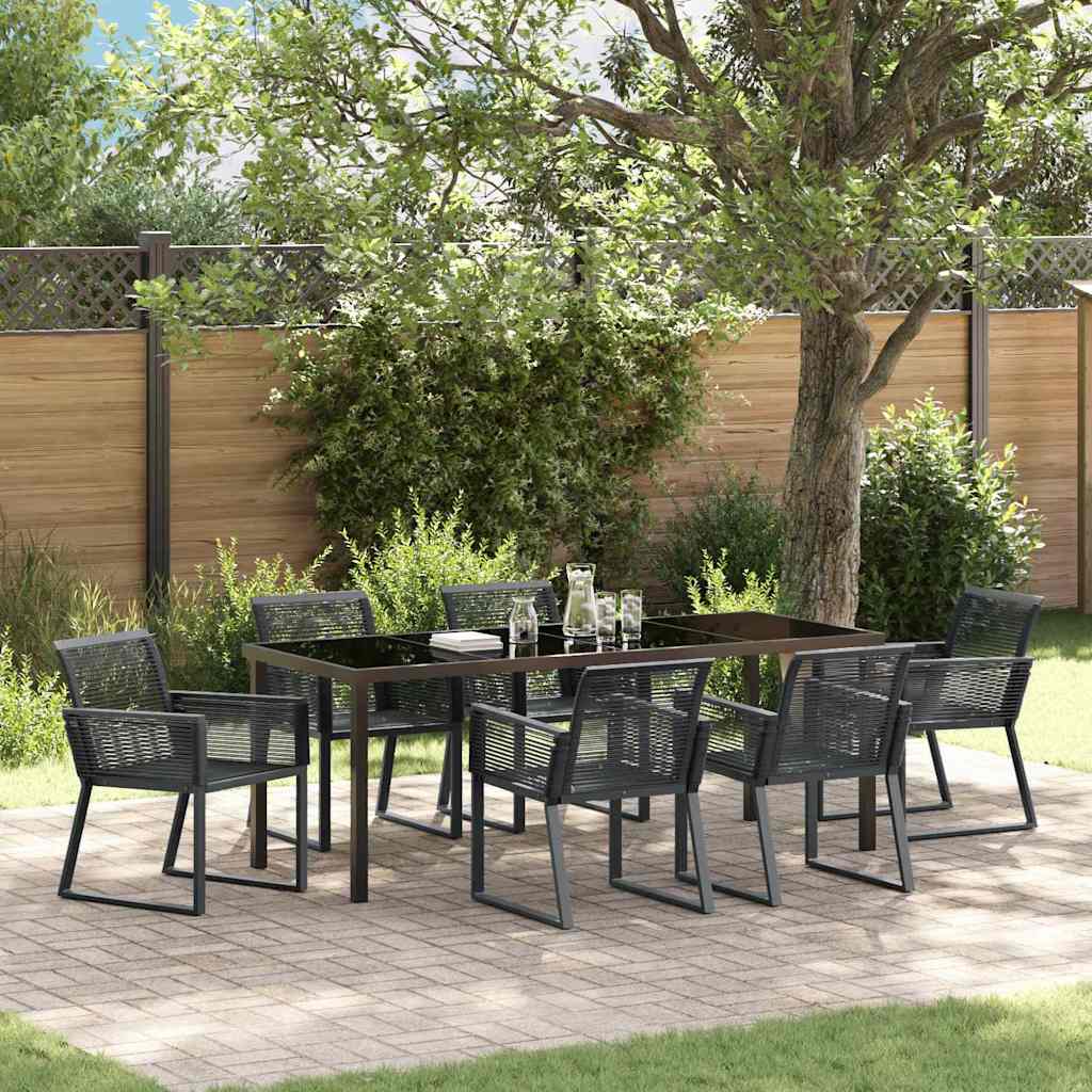 vidaXL Conjunto de Comedor de Jardín 7 uds. Negro