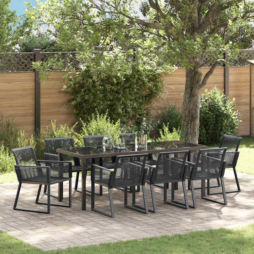 vidaXL Conjunto de Comedor de Jardín 9 uds. Negro