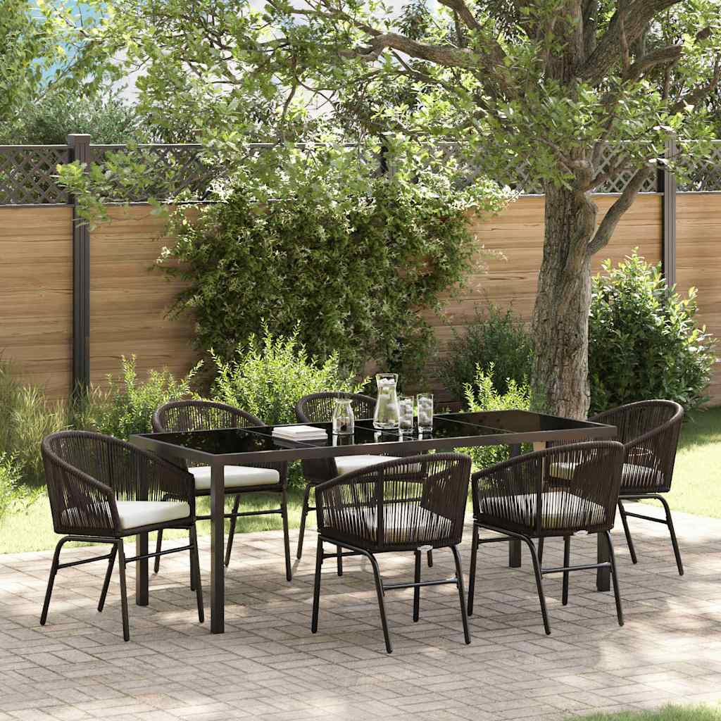 vidaXL Conjunto de Comedor de Jardín 7 uds. Marrón