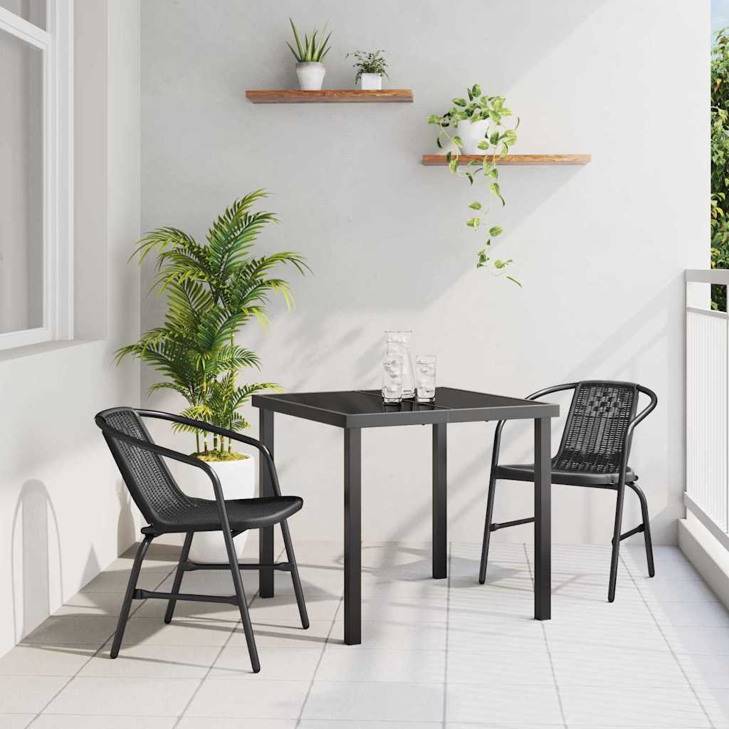 vidaXL Conjunto de Comedor de Jardín 3 uds. Negro