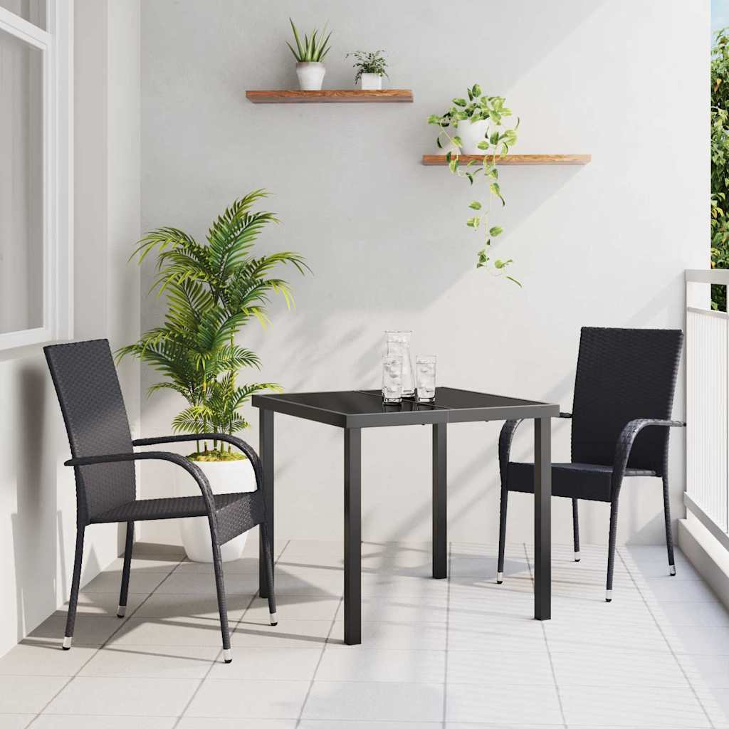 vidaXL Conjunto de Comedor de Jardín 3 uds. Negro