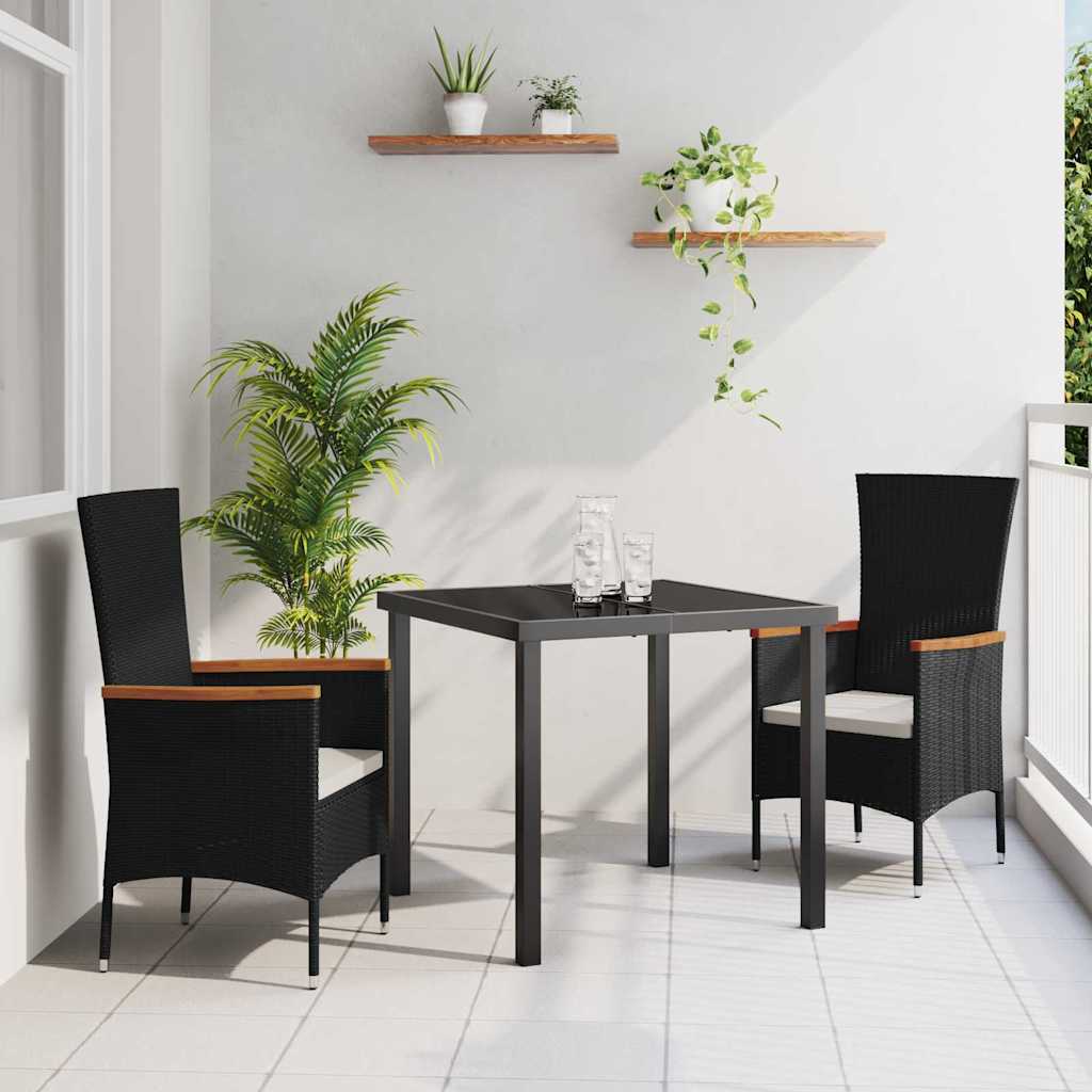 vidaXL Conjunto de Comedor de Jardín 3 uds. Negro