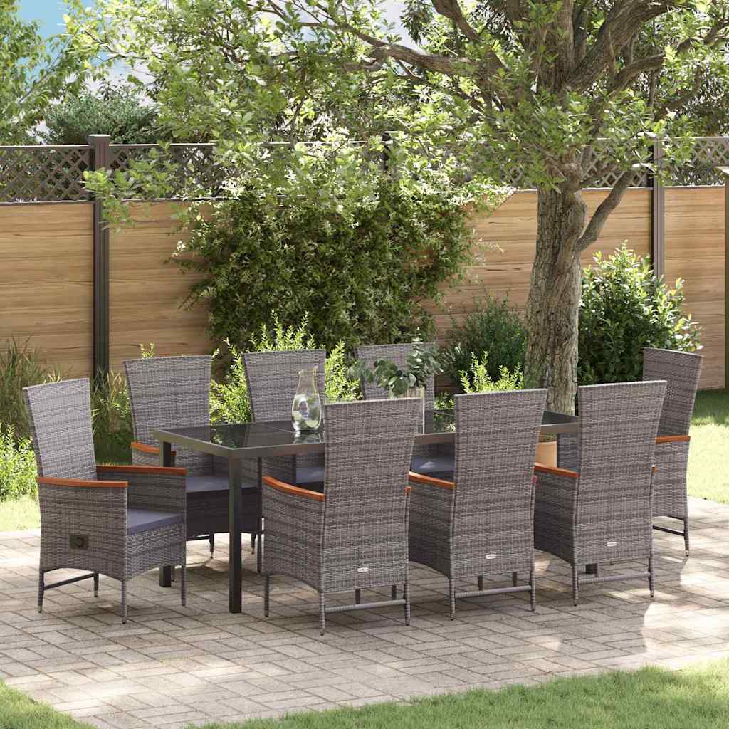 vidaXL Conjunto de Comedor de Jardín 9 uds. Gris