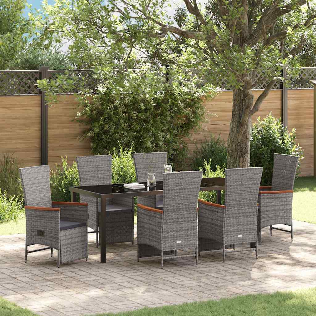 vidaXL Conjunto de Comedor de Jardín 7 uds. Gris ratán sintético