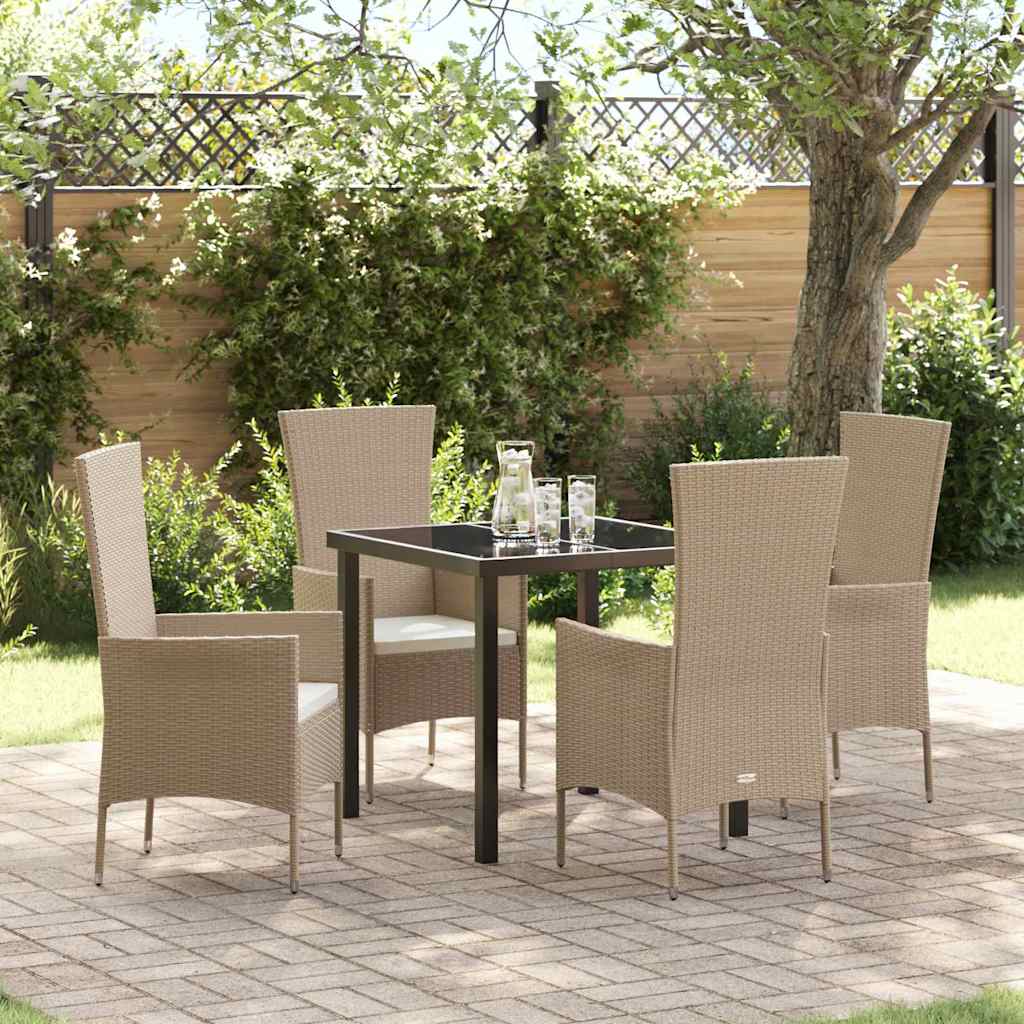 vidaXL Conjunto de Comedor de Jardín 5 uds. Beige ratán sintético