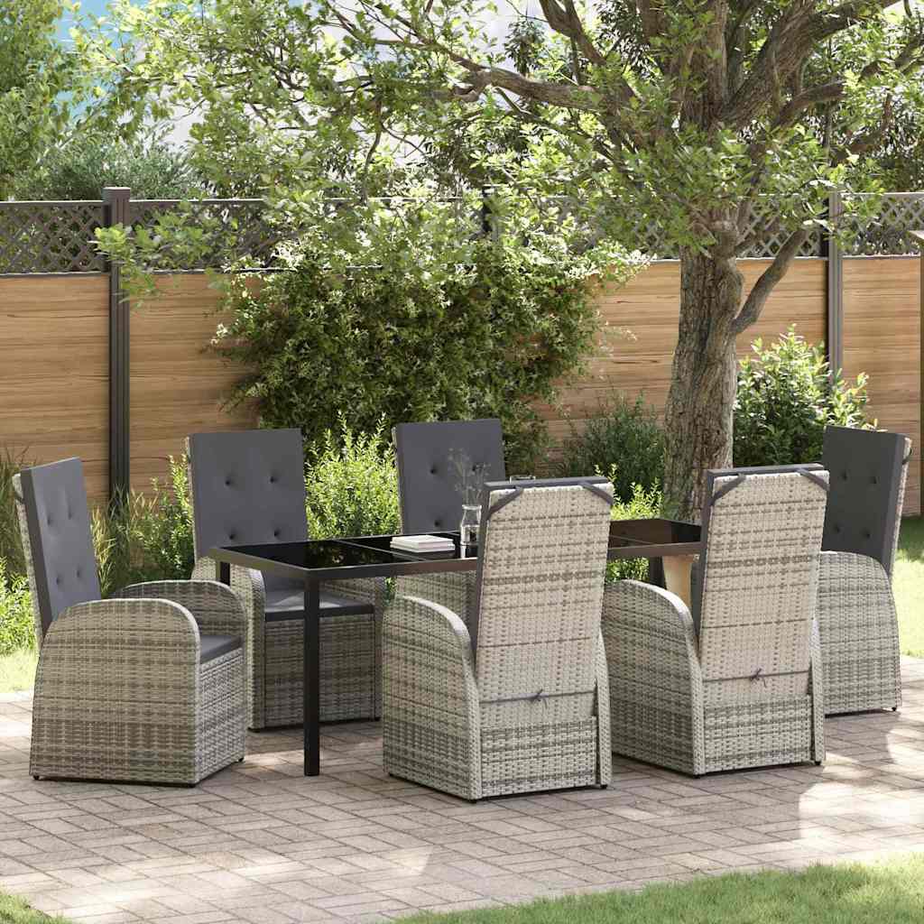 vidaXL Conjunto de Comedor de Jardín 7 uds. Gris ratán sintético