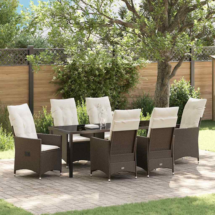 vidaXL Conjunto de Comedor de Jardín 7 uds. Marrón ratán sintético