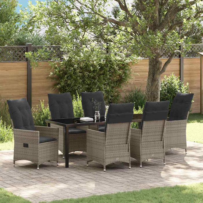 vidaXL Conjunto de Comedor de Jardín 7 uds. Gris ratán sintético