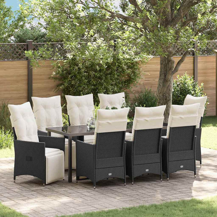 vidaXL Conjunto de Comedor de Jardín 9 uds. Negro ratán sintético