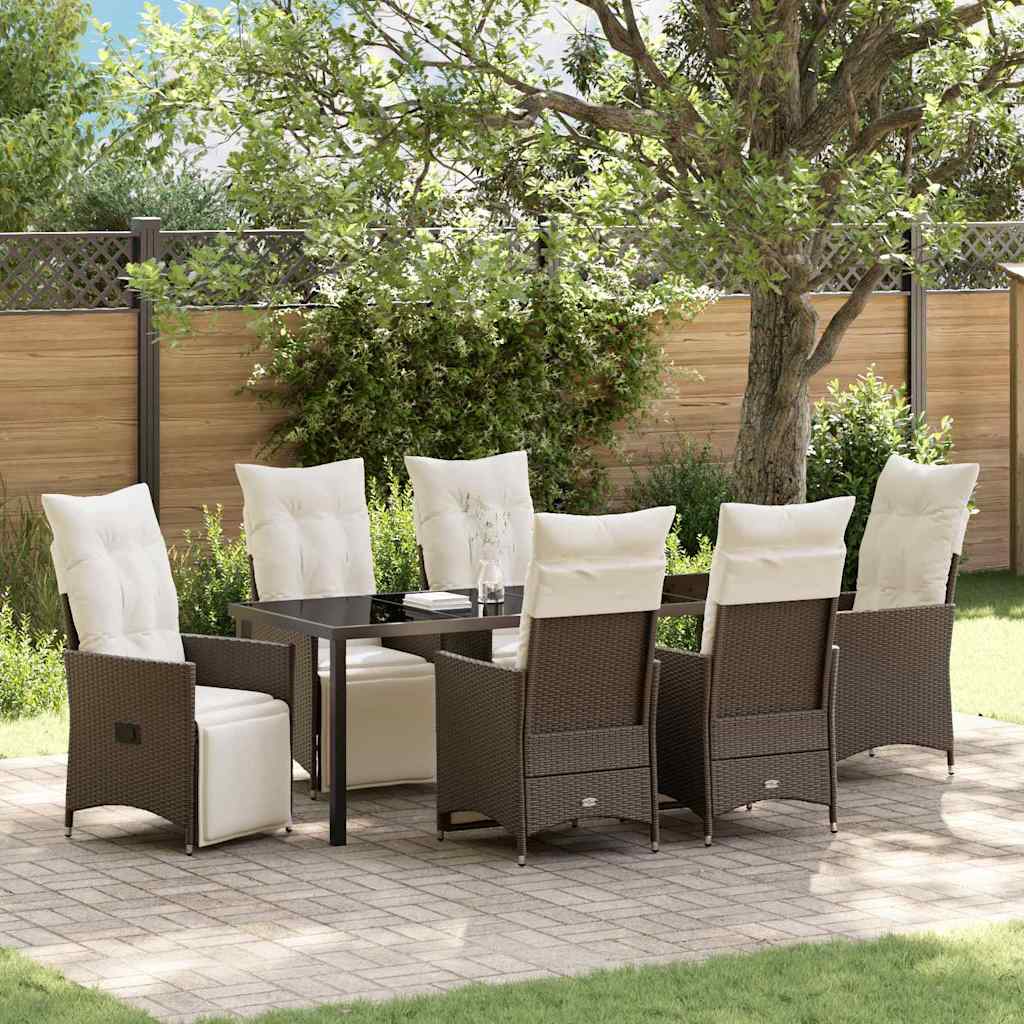 vidaXL Conjunto de Comedor de Jardín 7 uds. Marrón ratán sintético