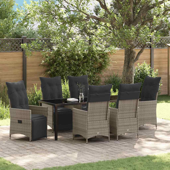 vidaXL Conjunto de Comedor de Jardín 7 uds. Gris ratán sintético