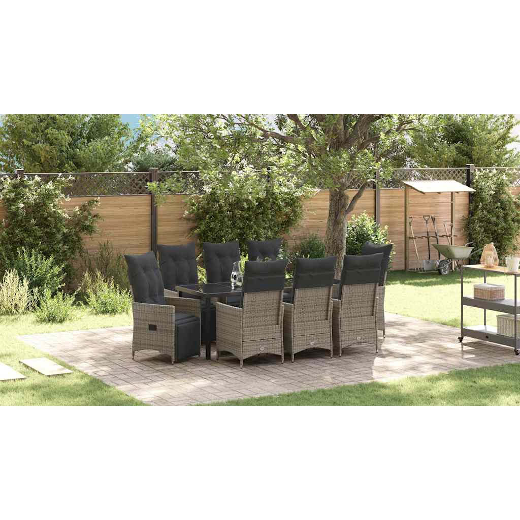 vidaXL Conjunto de Comedor de Jardín 9 uds. Gris ratán sintético