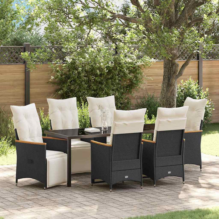 vidaXL Conjunto de Comedor de Jardín 7 uds. Negro ratán sintético
