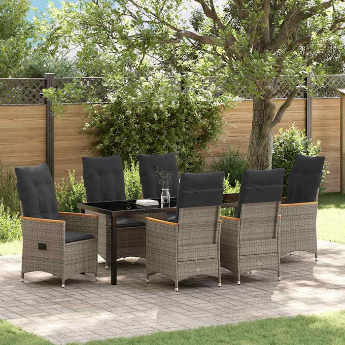 vidaXL Conjunto de Comedor de Jardín 7 uds. Gris ratán sintético